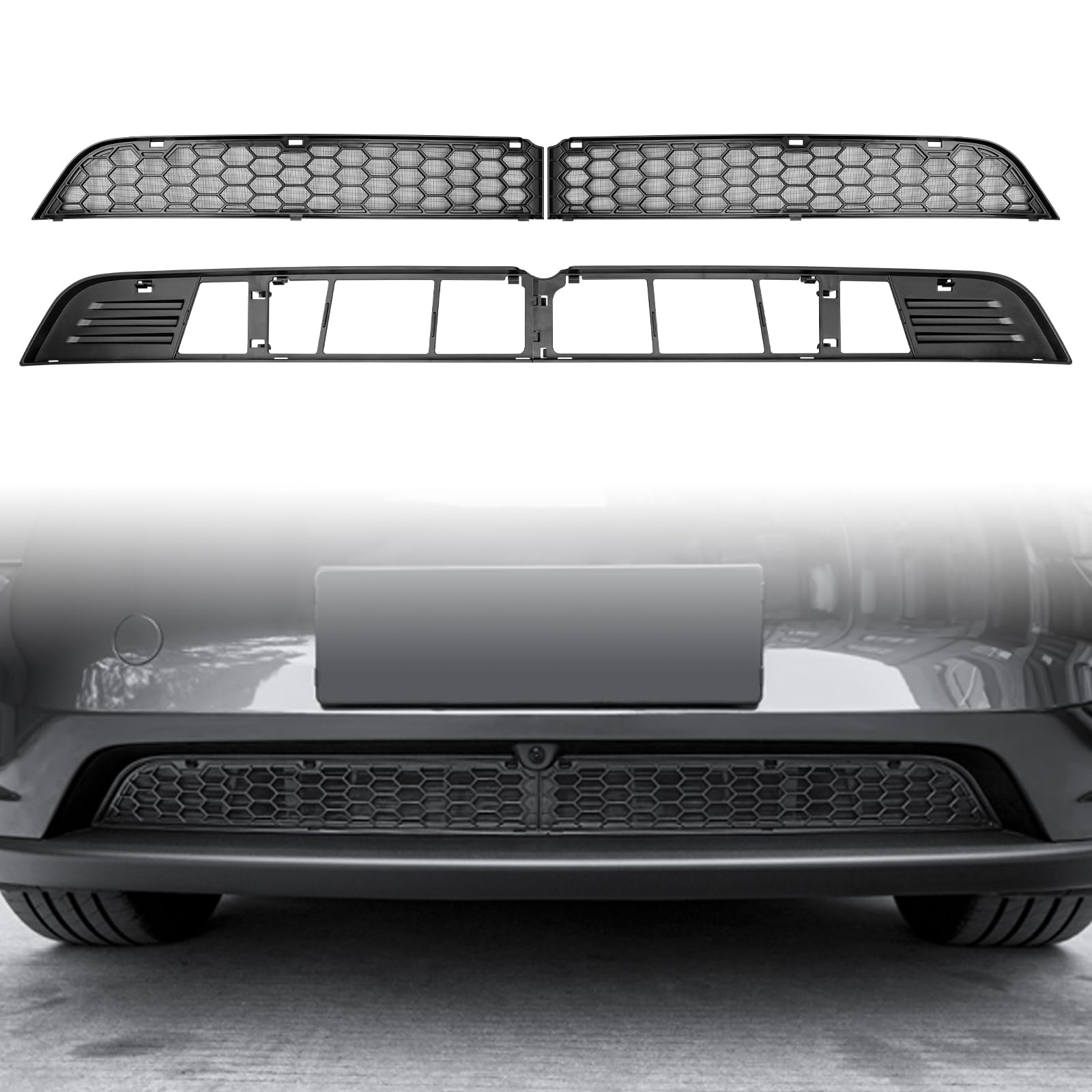 KUNIST front air inlet grille insert with tool-free snap-on fit for 2026 Model Y Juniper.