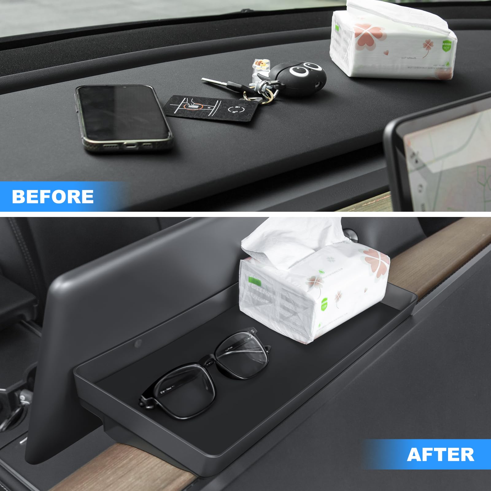 KUNIST center console stabilizes the tray to reduce dashboard creaks while driving