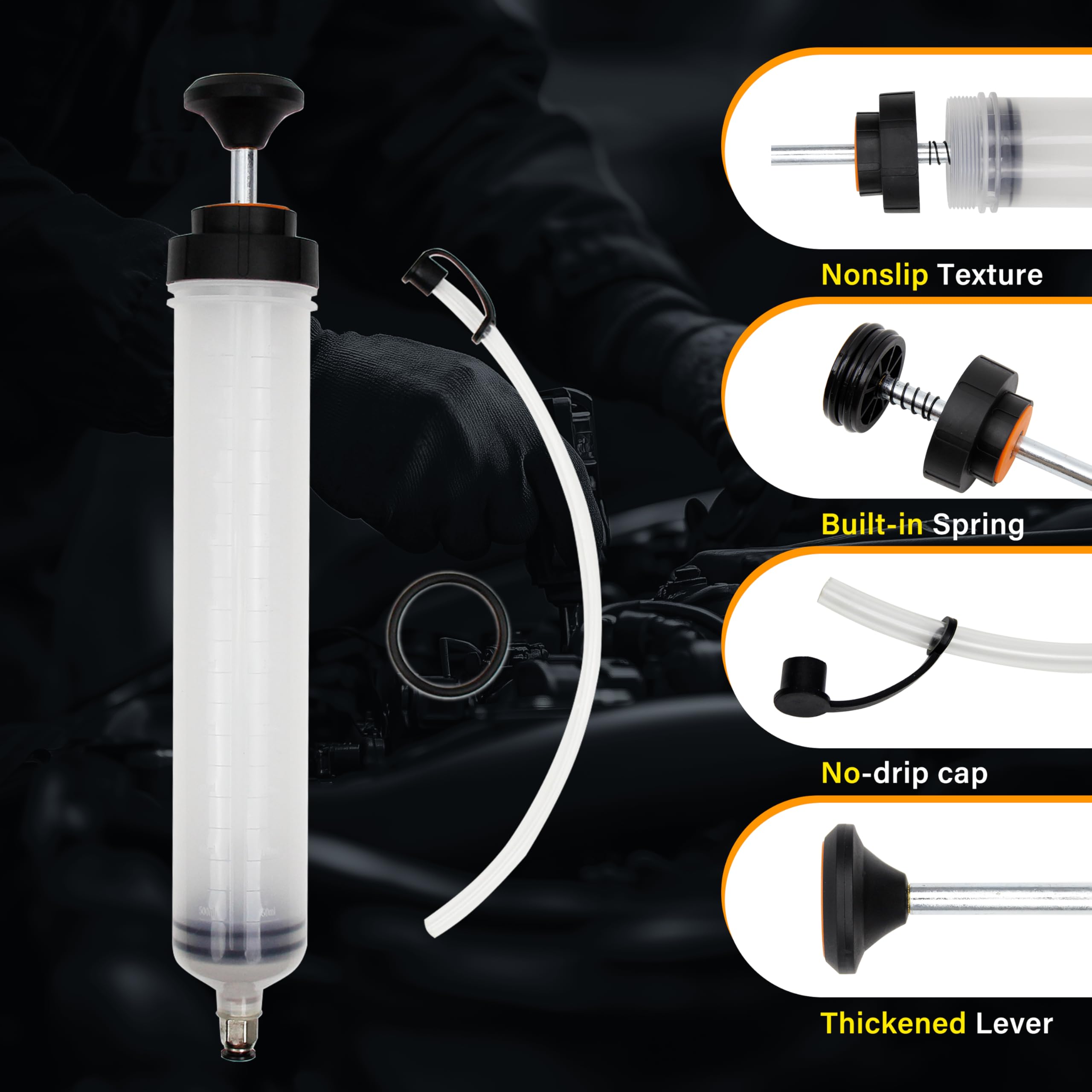Kuntech fluid extractor handle demonstrates ergonomic design for smooth operation.