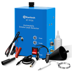 Kuntech smoke machine with built-in air pump enables quick vehicle leak testing.