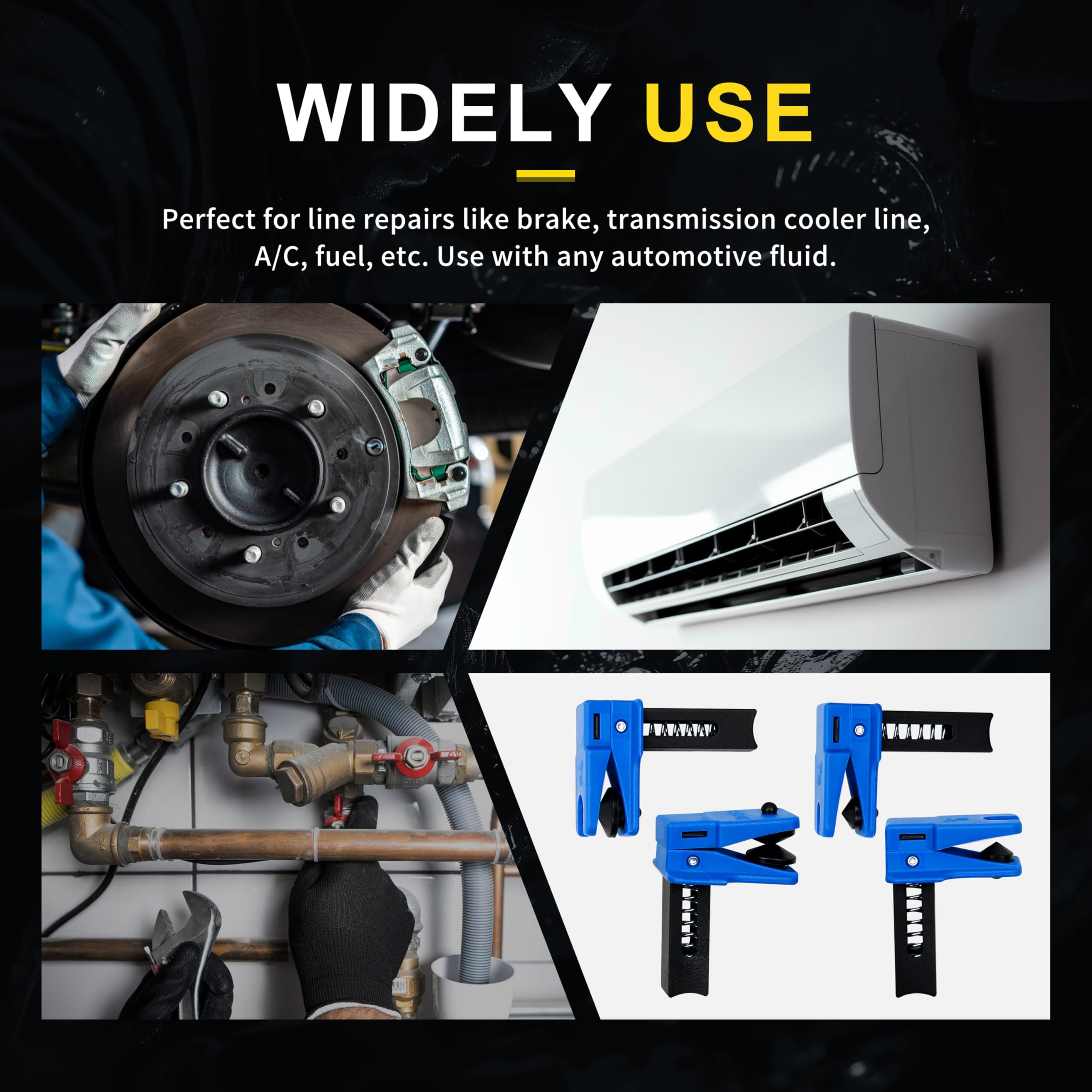 Kuntech universal car-line compatibility for brake, fuel, and A/C lines