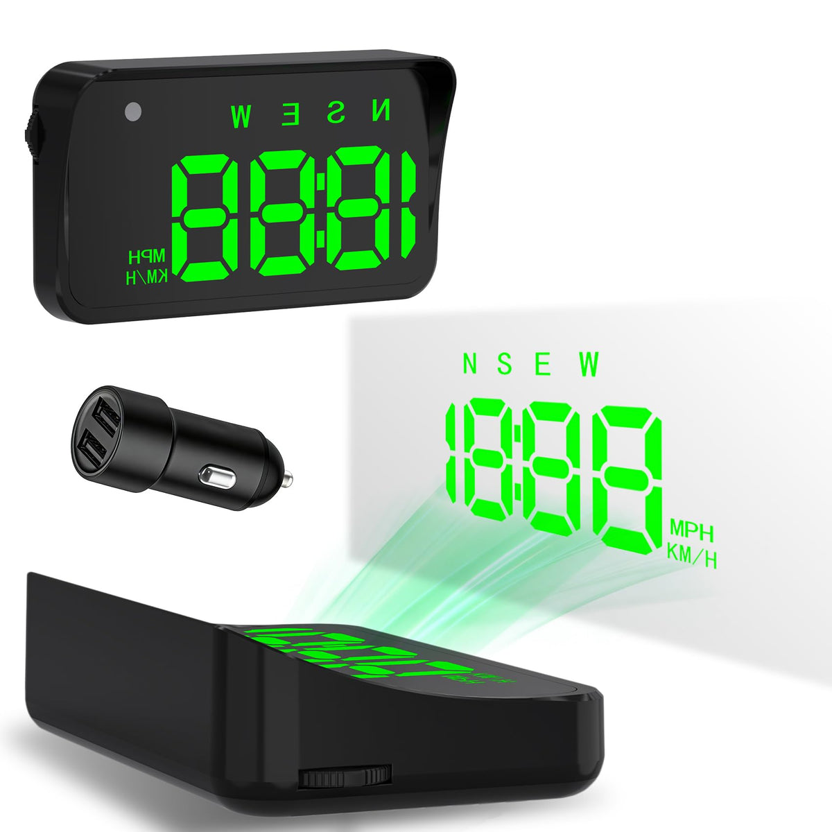 KUOWEIHUD front view display on the car dashboard for clear speed reading