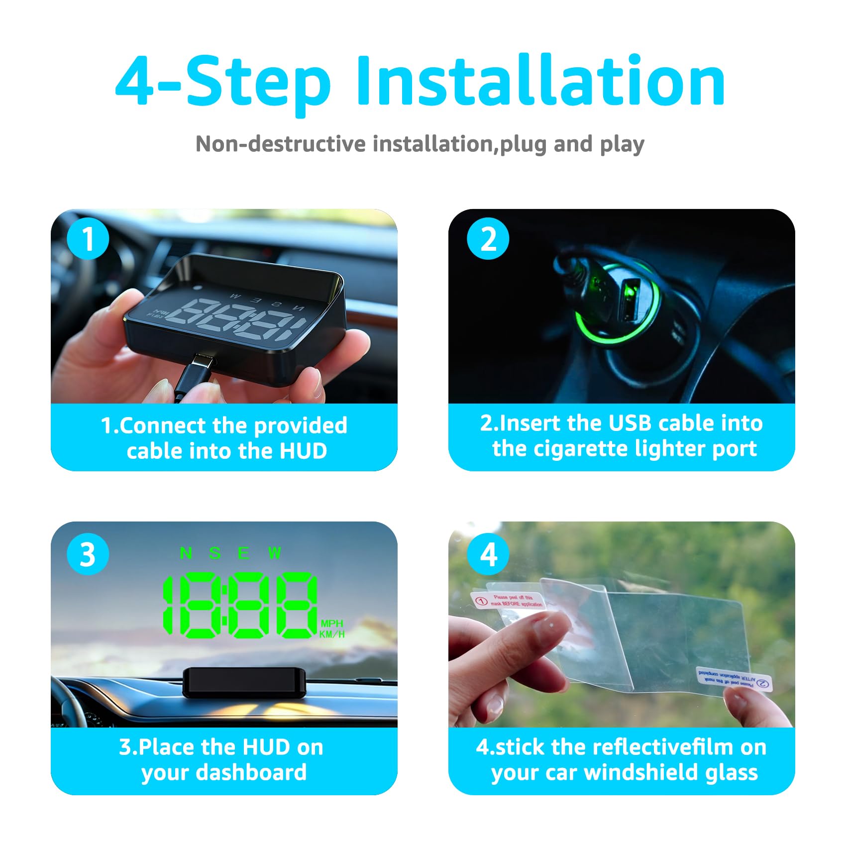 KUOWEIHUD overspeed alert provides a customizable warning for safer driving