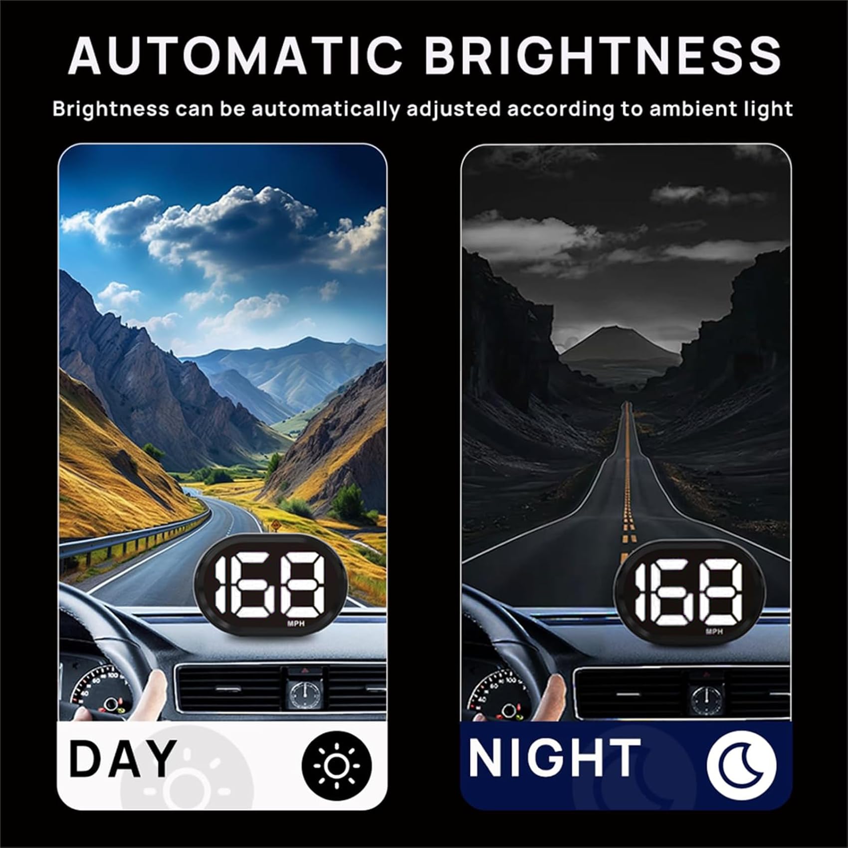 KUOWEIHUD GPS speedometer with automatic brightness for day and night clarity