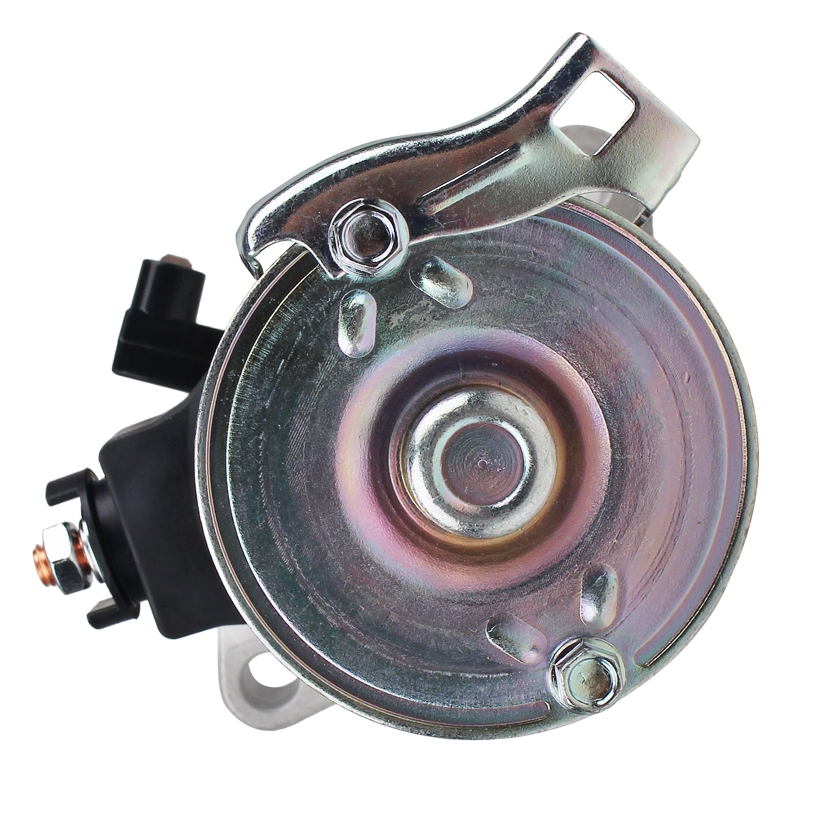 KUSATEC 17844 starter motor under-hood view shows fitment in compact engine bay
