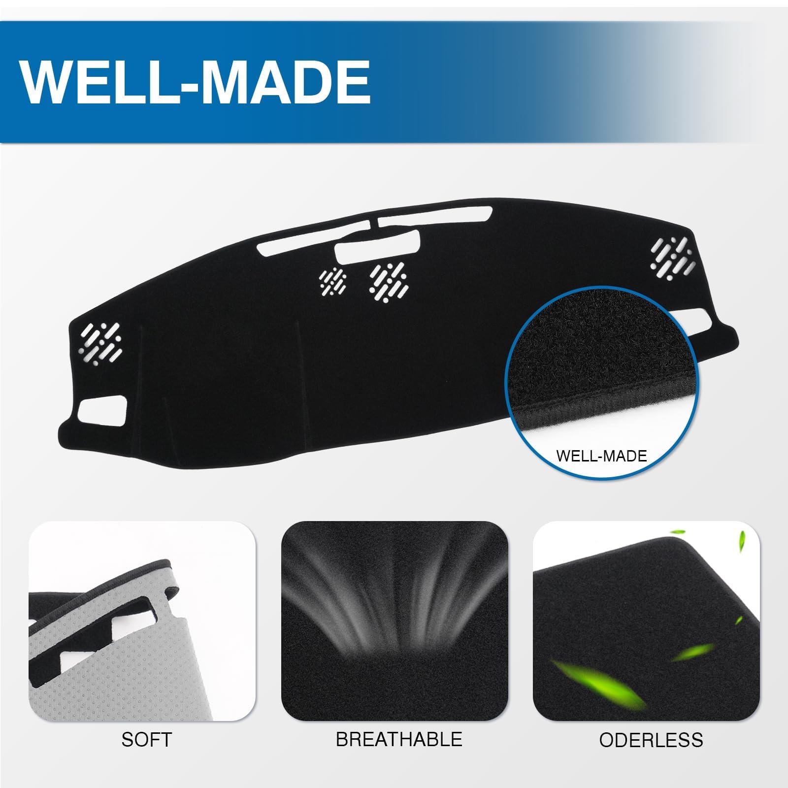 KUST anti-glare dash cover provides UV protection for Jeep Grand Cherokee 4XE.