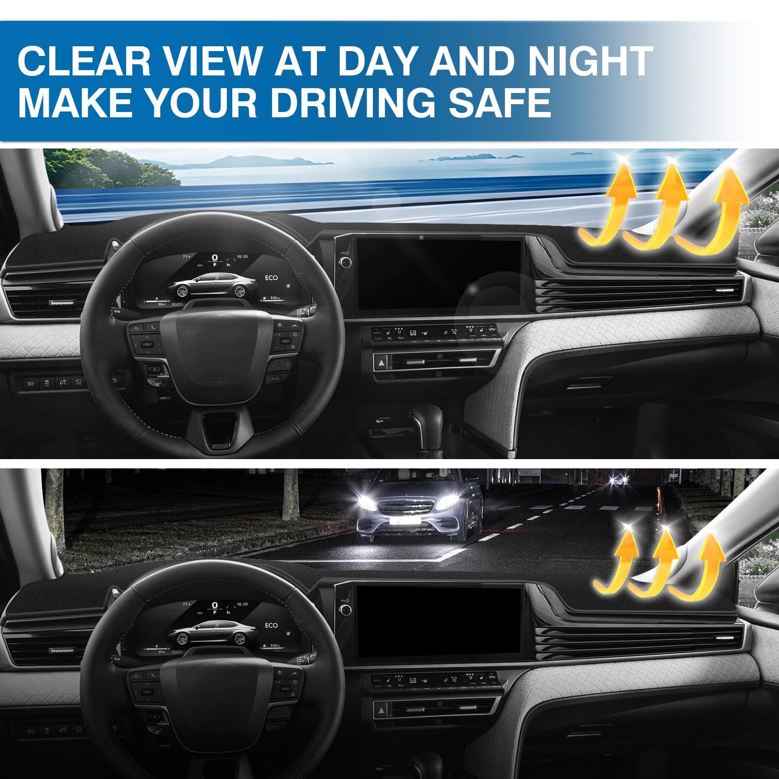 KUST anti-slip dash mat prevents items from sliding while driving.