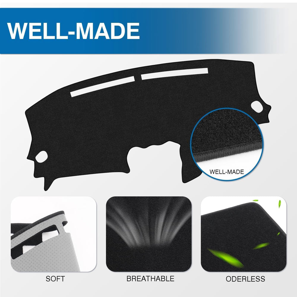 KUST dash cover hides scratches and wear on Nissan Altima dashboard while reducing glare.