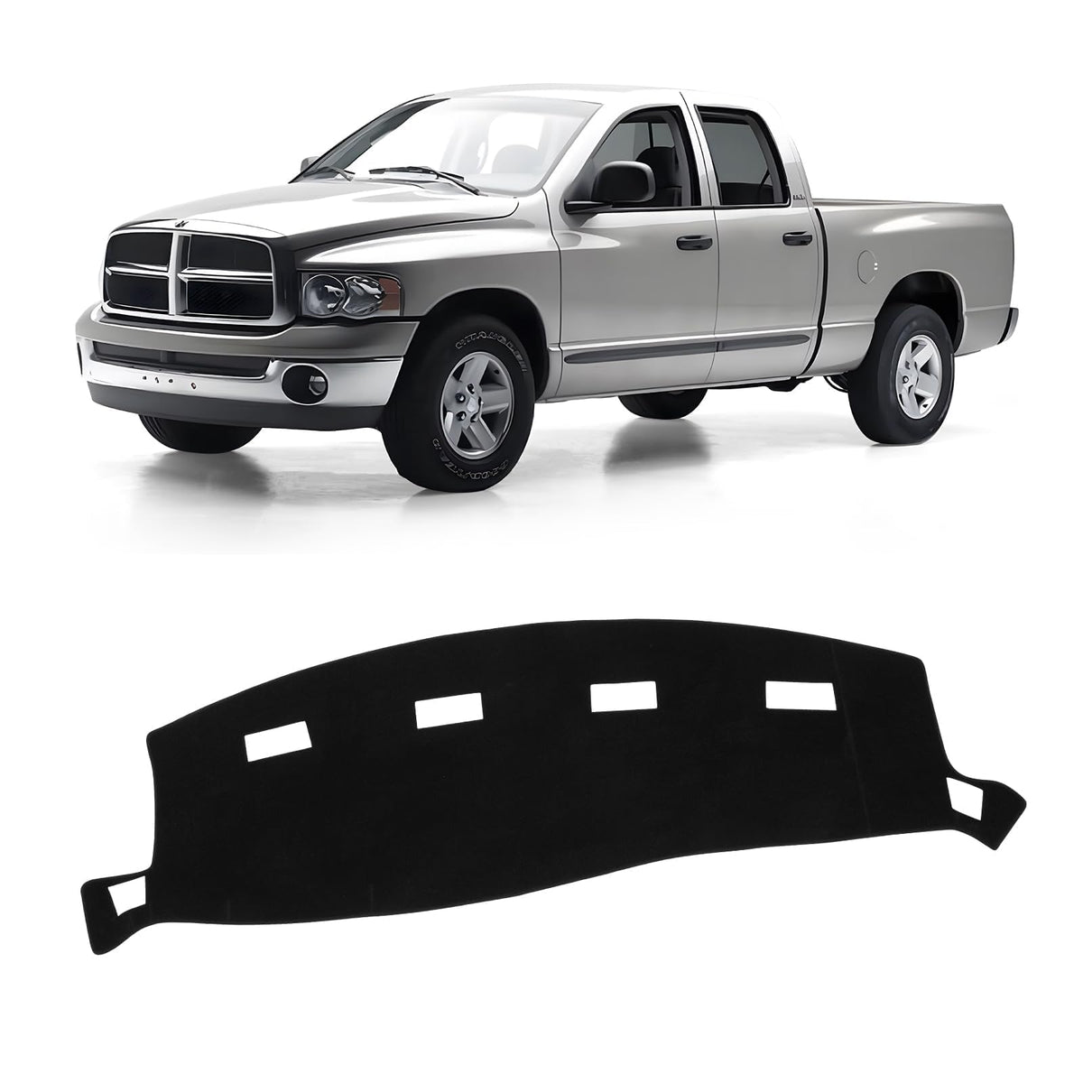 KUST black dash cover fitted on Ram 1500 dashboard for precise custom look and protection