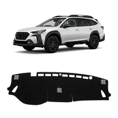 KUST black dash cover for Subaru Outback dashboard close-up showing glare protection.