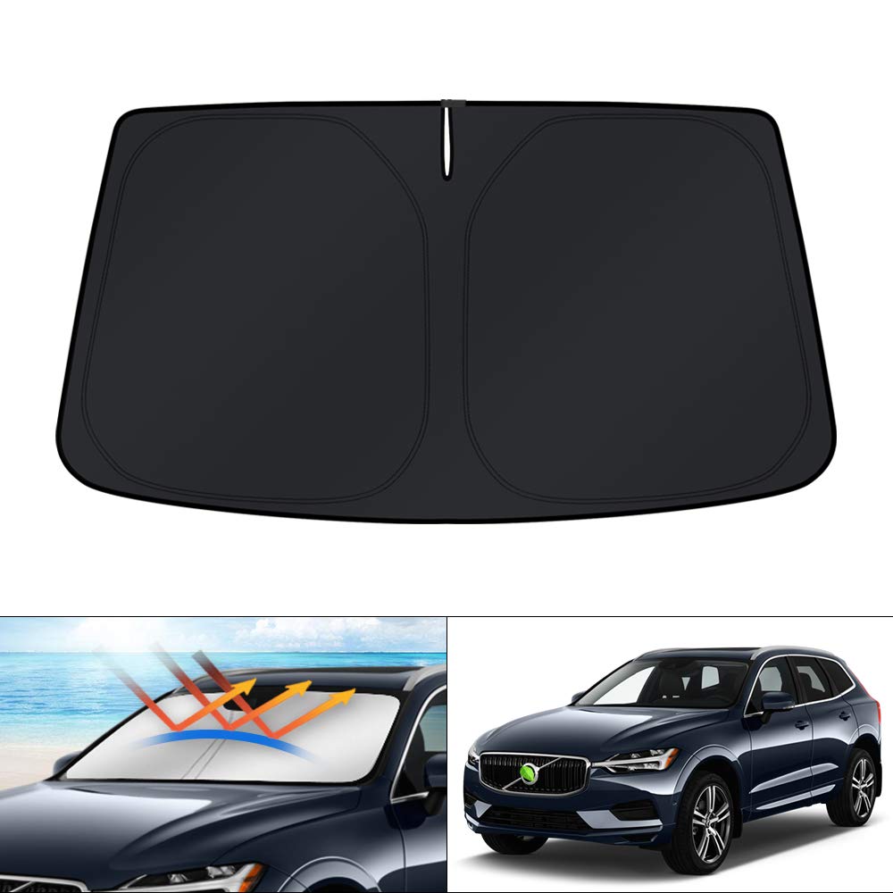 KUST windshield sun shade on Volvo XC60 front coverage blocks heat and UV rays.
