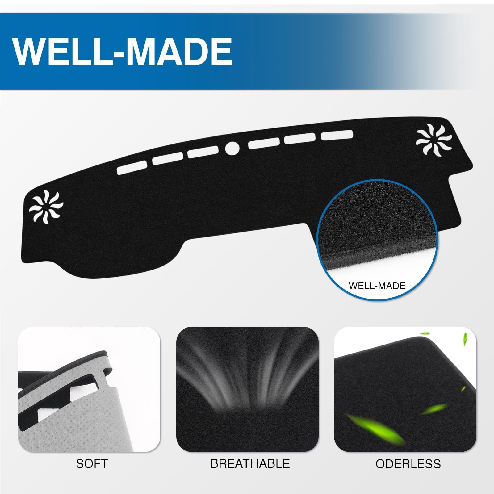 KUST dash cover glare reduction for clearer daytime driving