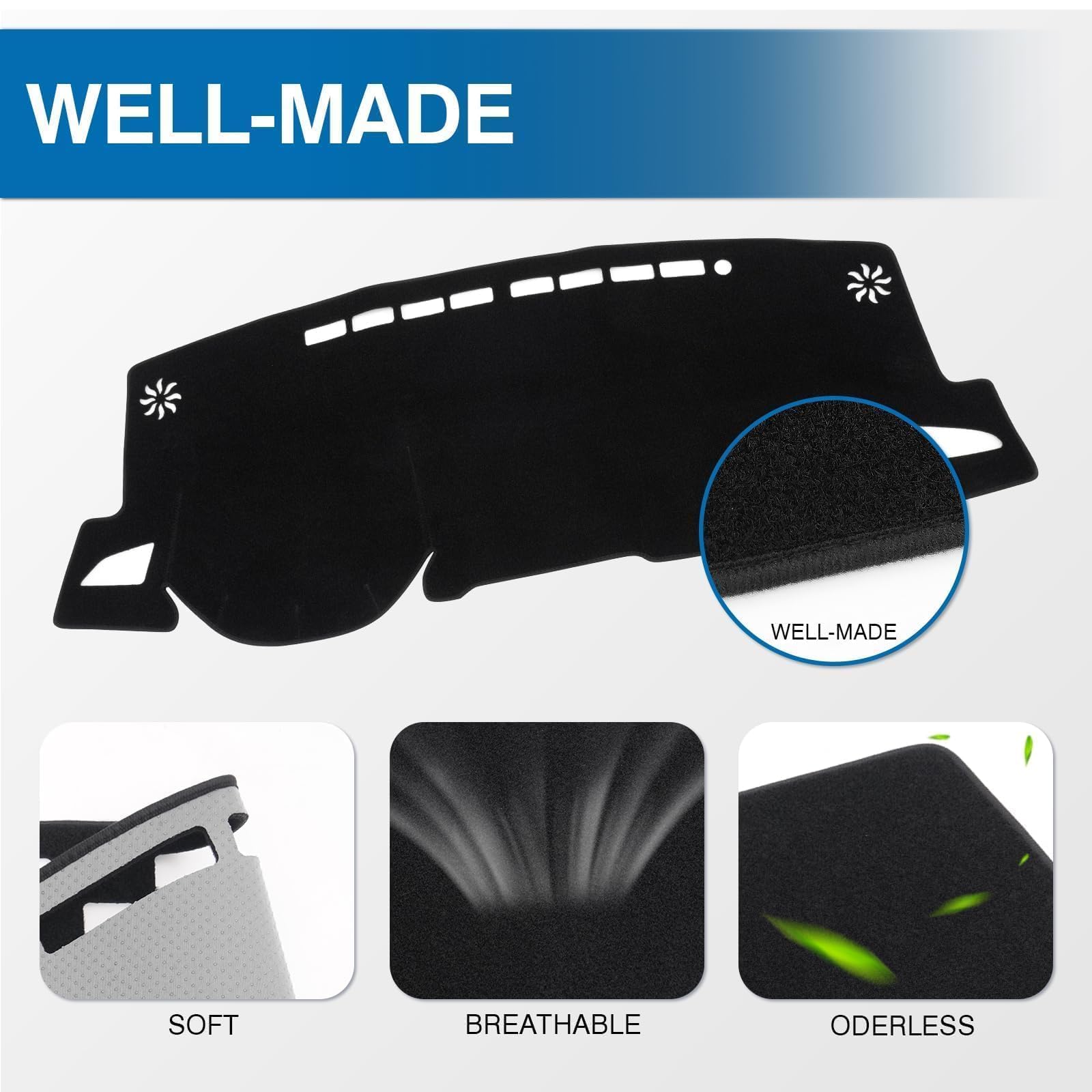 KUST no-glare design reduces windshield reflections for safer daytime driving