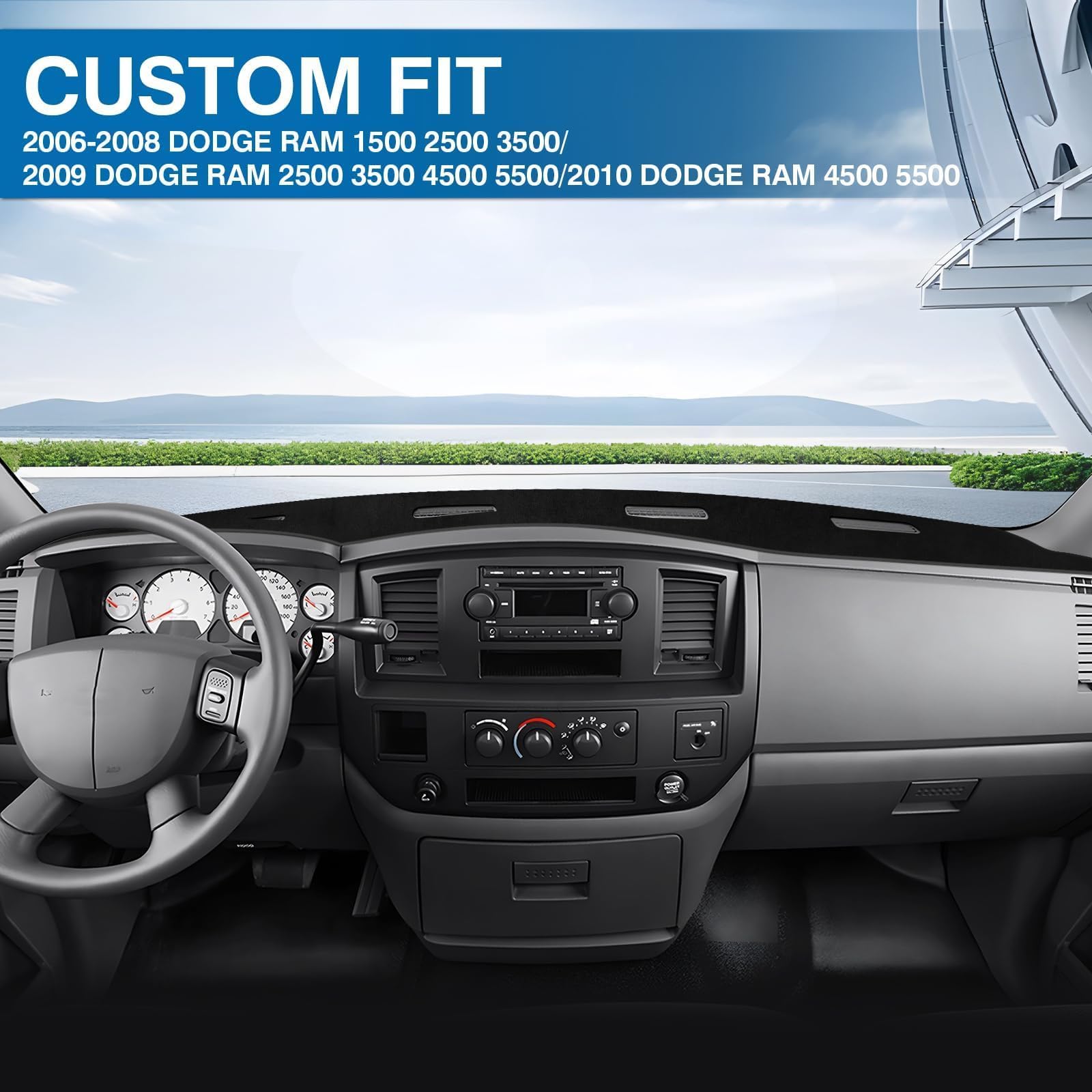 KUST dash cover Ram 1500-3500 with premium polyester for comfort