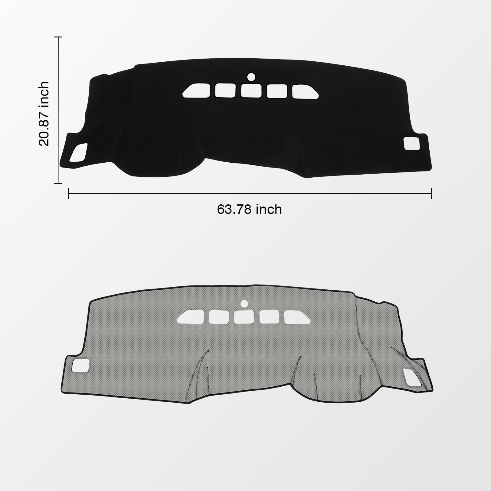 KUST silicone-backed dash cover grips firmly to the dashboard.