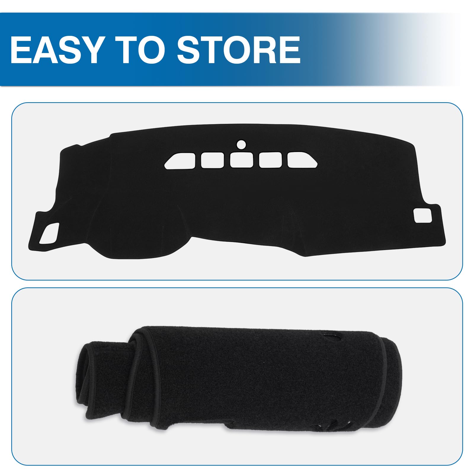 KUST dash-cover for two-glove-box dash compatibility and practical use.