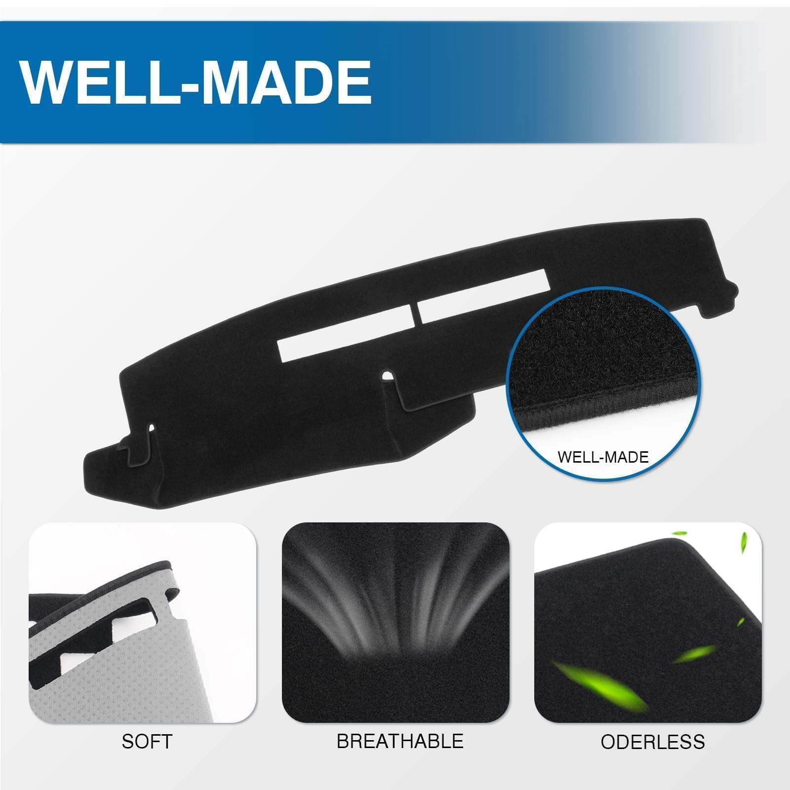 KUST dash cover providing UV protection to reduce glare