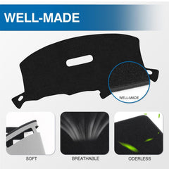 KUST polyester dash mat; soft touch and wrinkle resistance.