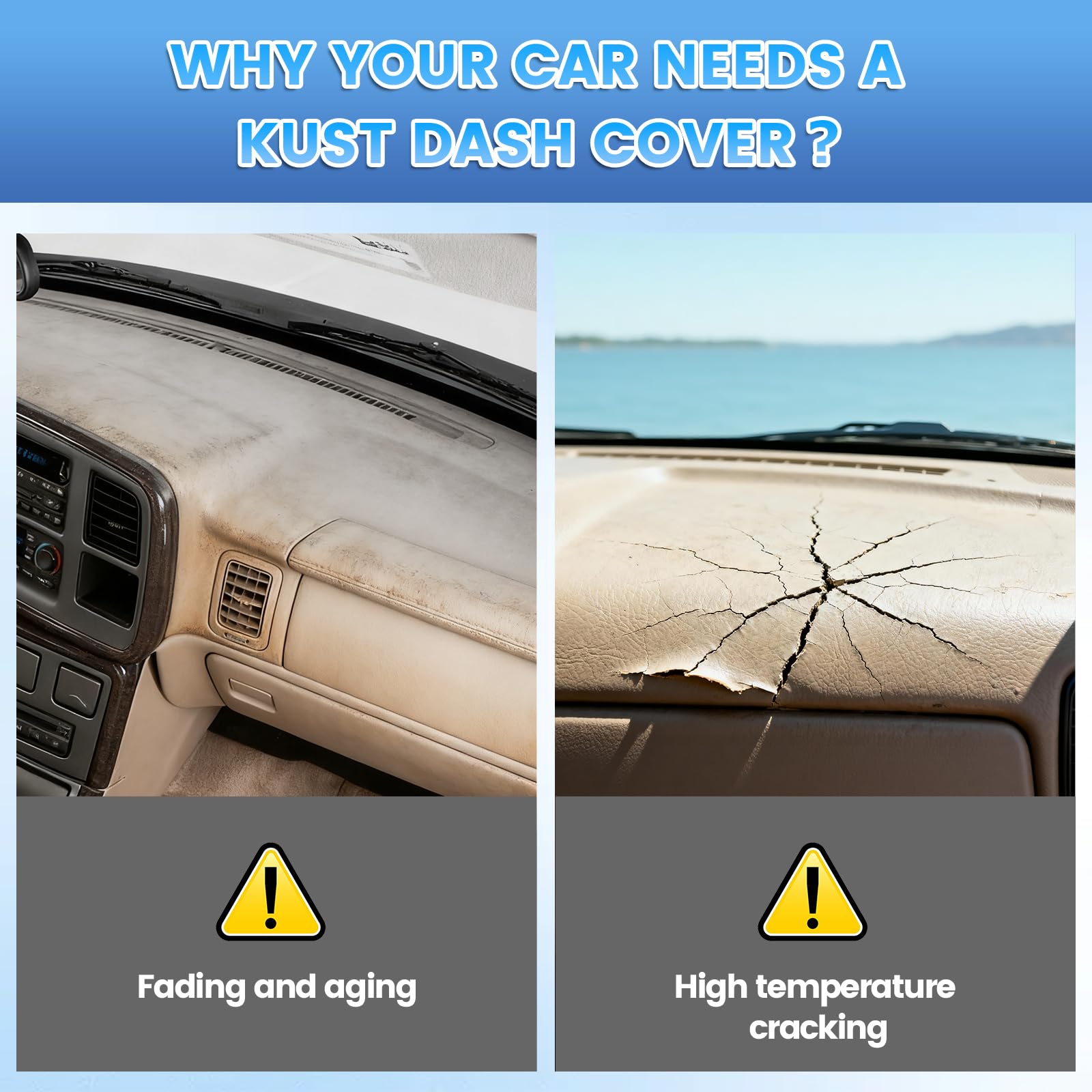 KUST eco-friendly dash cover made from recycled polyester, durable and soft to the touch.
