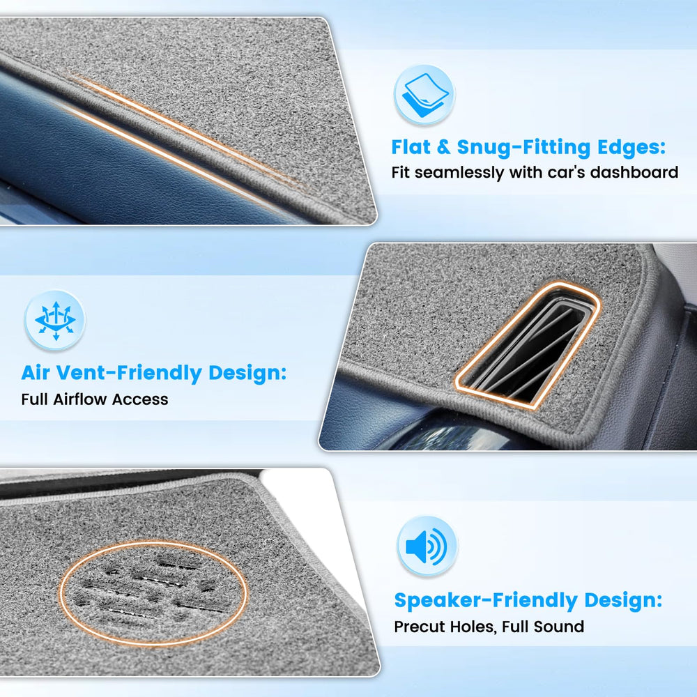 KUST gray dash cover with silicone non-slip bottom, keeps the mat in place.