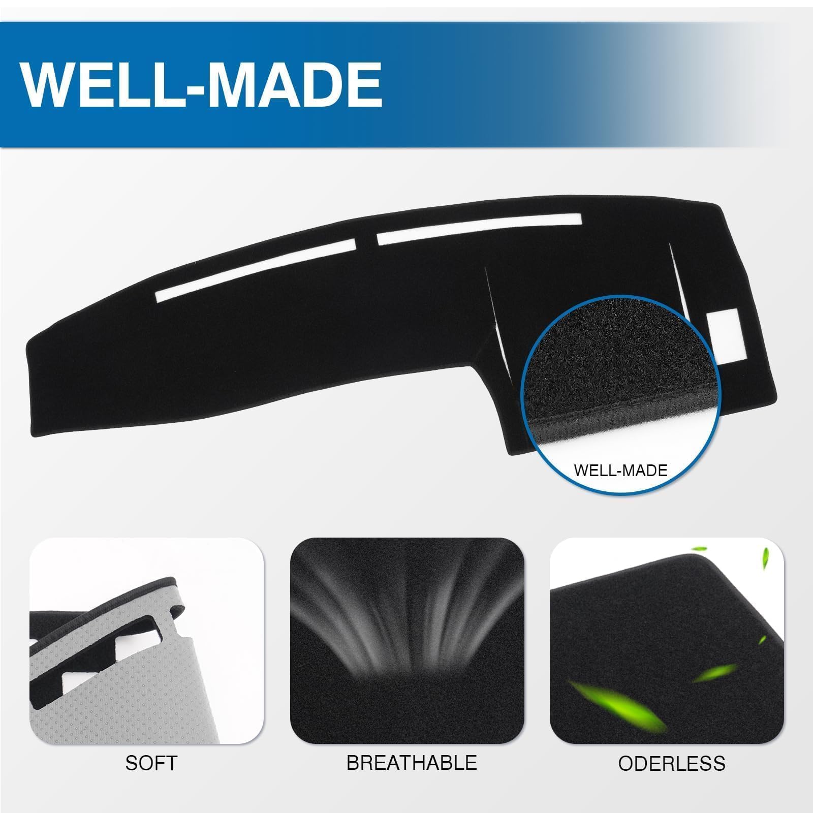 KUST dashboard cover shields from UV rays to preserve the surface.