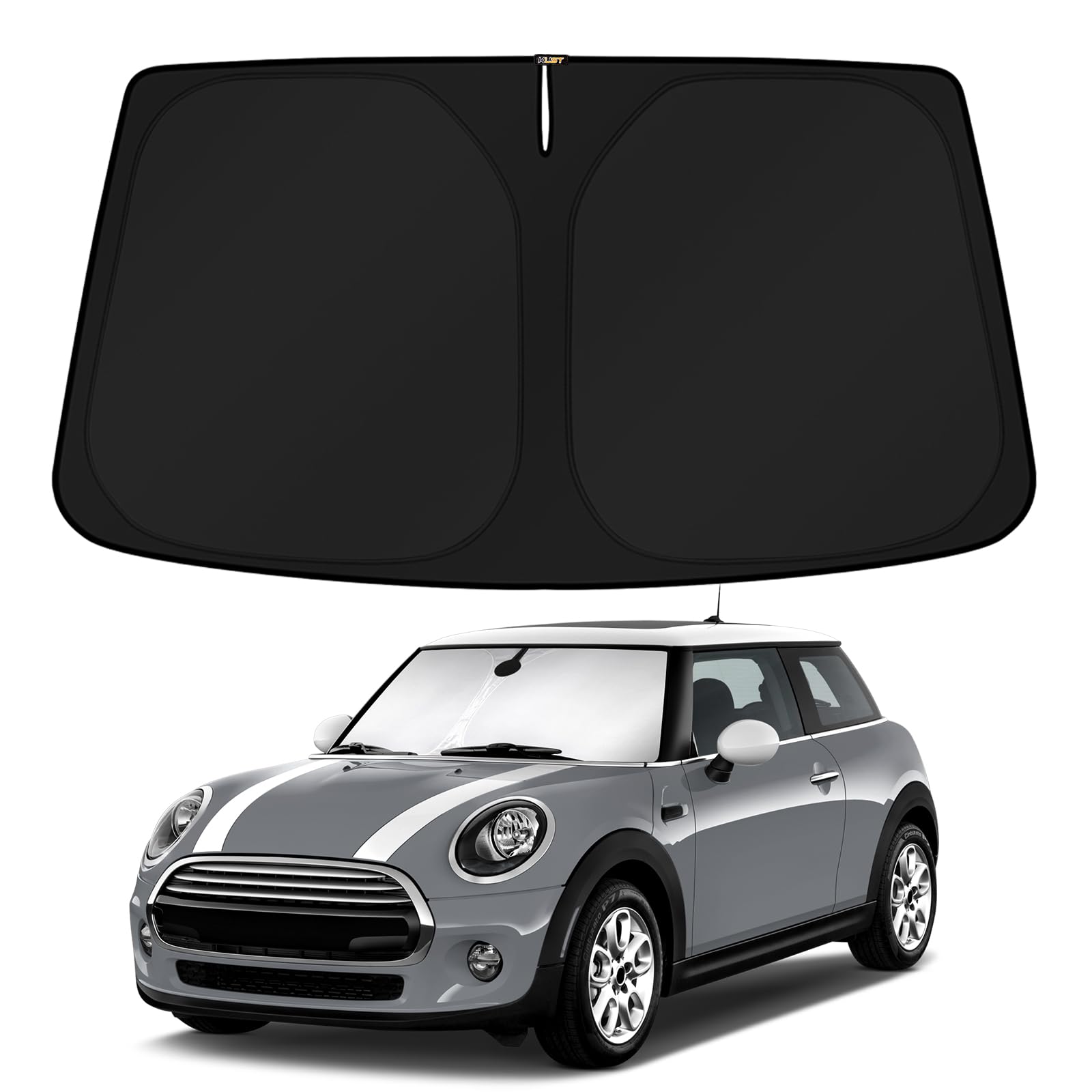 KUST windshield shade on BMW Mini F55 provides full coverage and sun protection