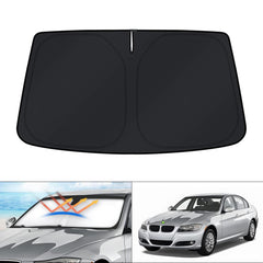 KUST windshield shade full-fit for BMW 3 Series covers windshield from sun and heat.
