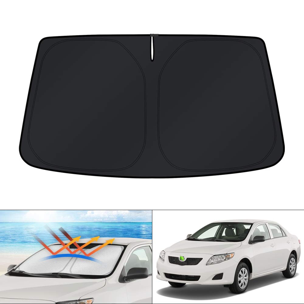 KUST windshield shade for Camry blocks UV rays and glare.