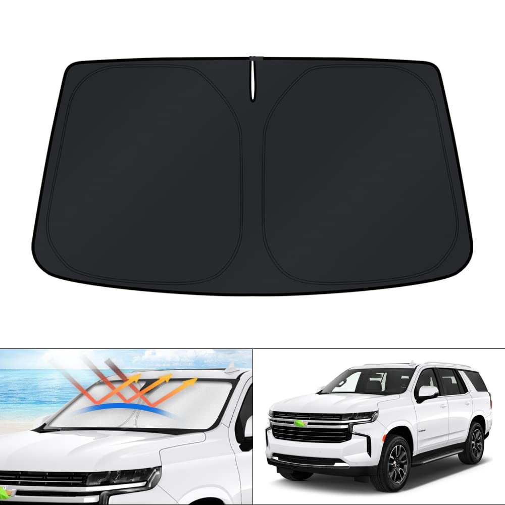 KUST windshield shade fits Chevrolet Tahoe for full windshield coverage and UV protection.