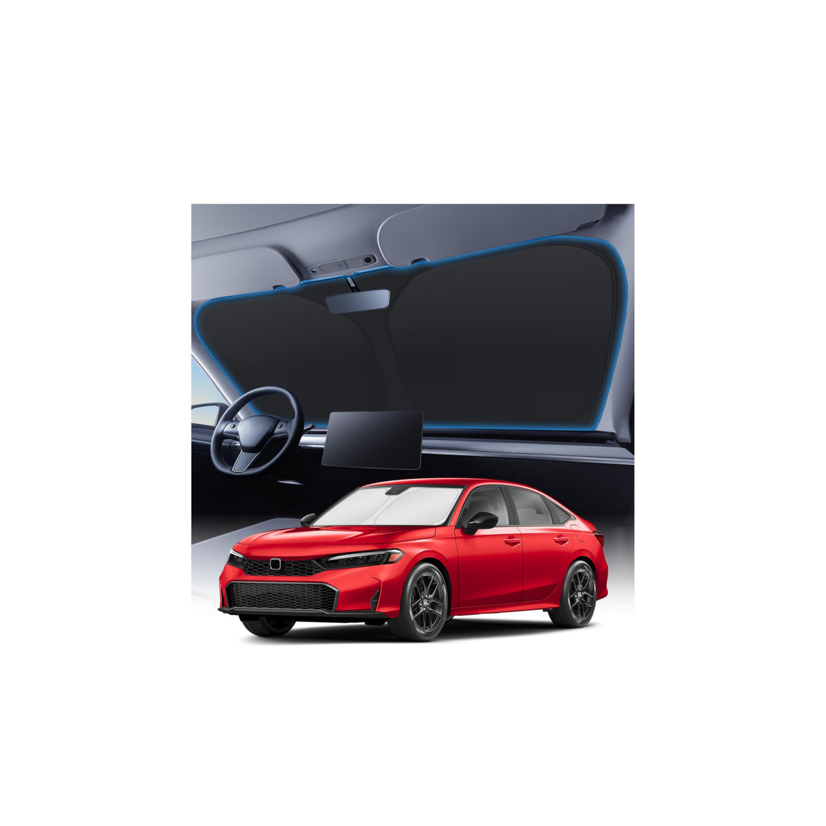 KUST windshield shade on Honda Civic 11th Gen front fits perfectly for UV protection