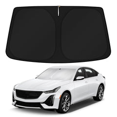 KUST windshield shade over CT5 windshield for gap-free fit.