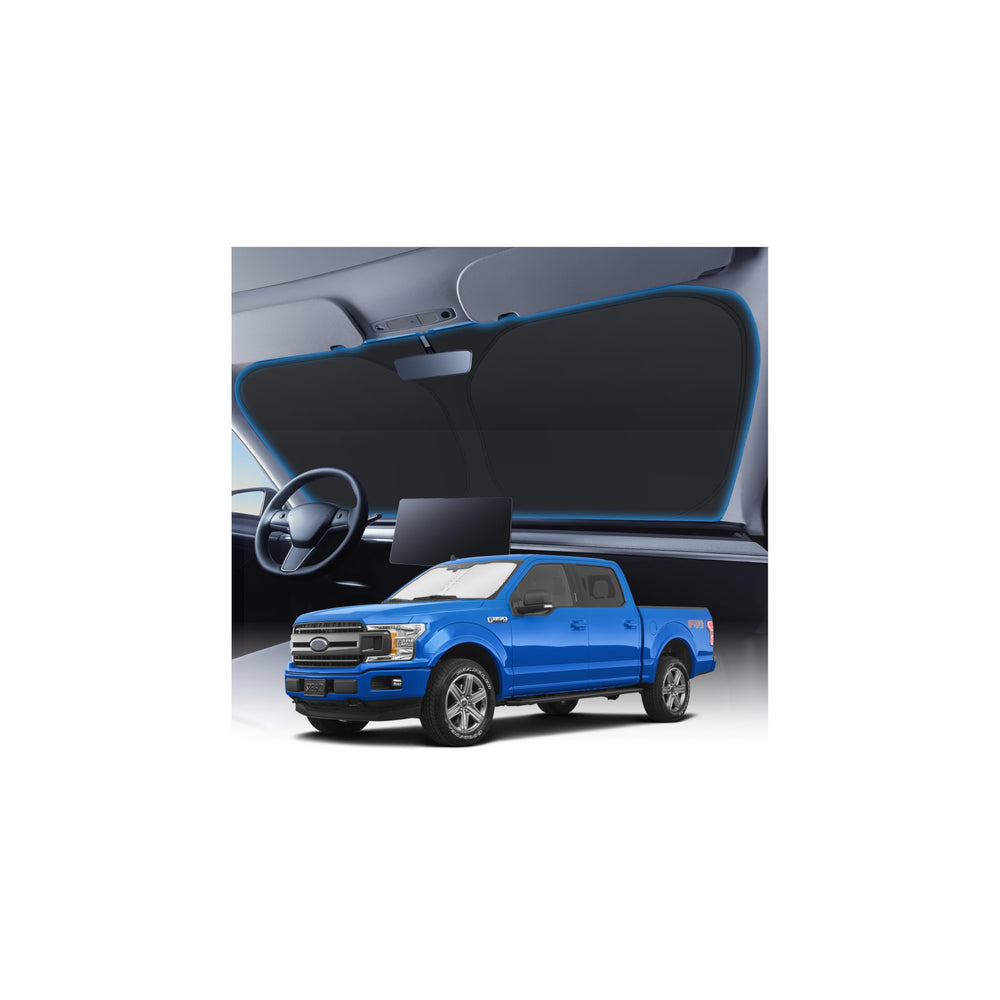 KUST windshield shade on Ford F-150 provides a precise fit and heat reduction.