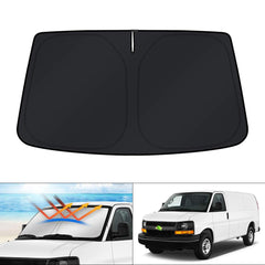 KUST windshield shade folded for compact storage and quick use.