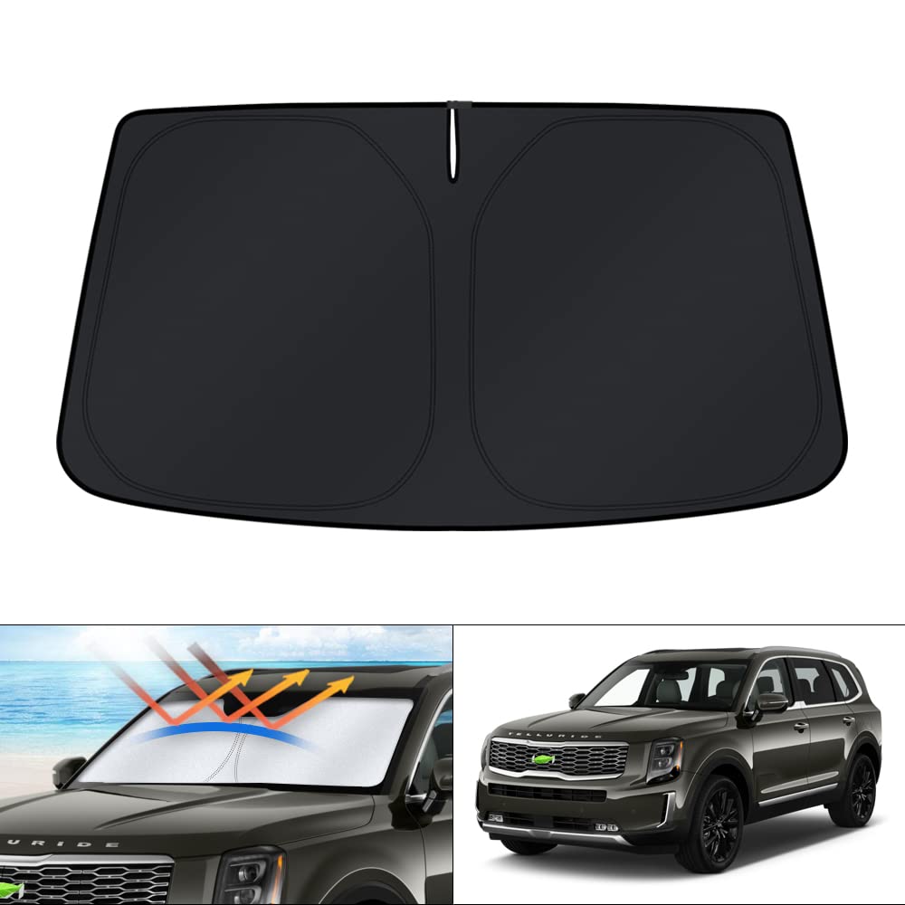 KUST windshield shade folded for compact storage after a sunny trip