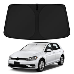 KUST windshield shade folded for compact storage and quick deployment.