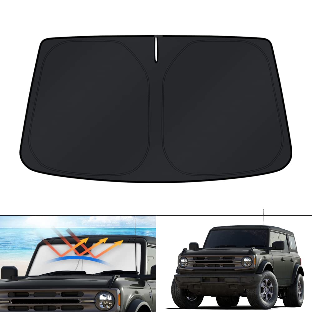 KUST windshield shade for Ford Bronco fits perfectly, reducing sun glare.