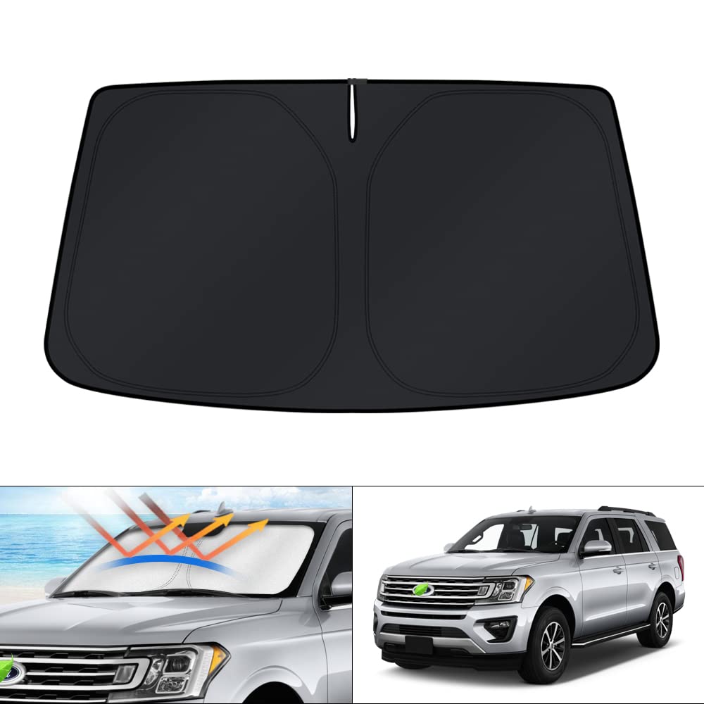 KUST windshield shade on Ford Expedition delivering full coverage and UV protection