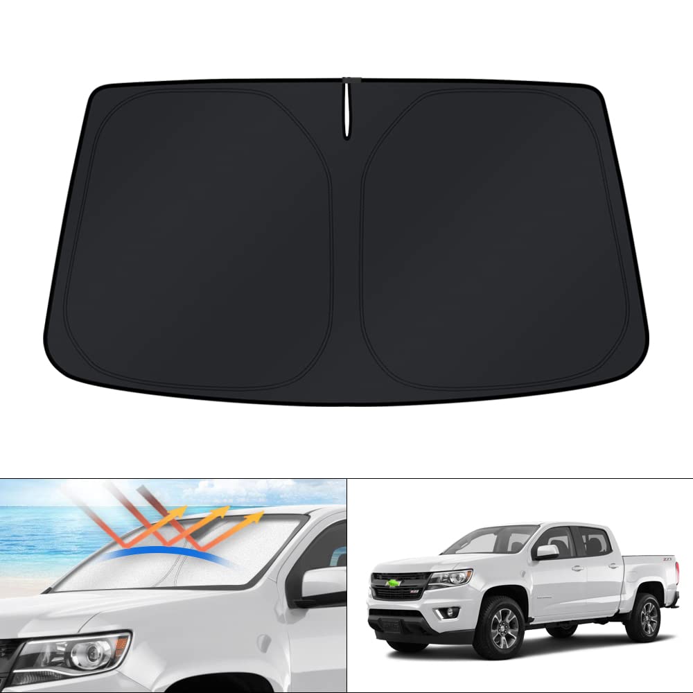 KUST windshield shade front view showing a precise fit for Chevy Colorado