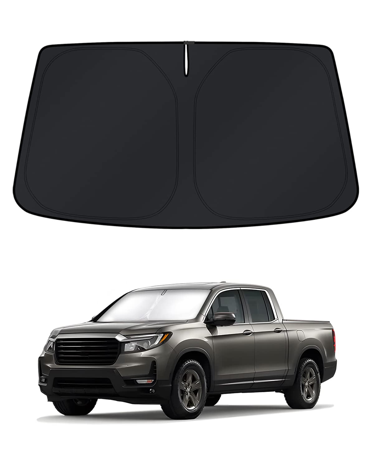 KUST windshield shade for Honda Ridgeline offers full coverage, blocking sun.