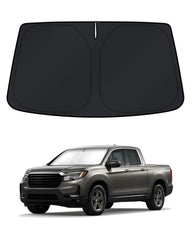 KUST windshield shade for Honda Ridgeline offers full coverage, blocking sun.