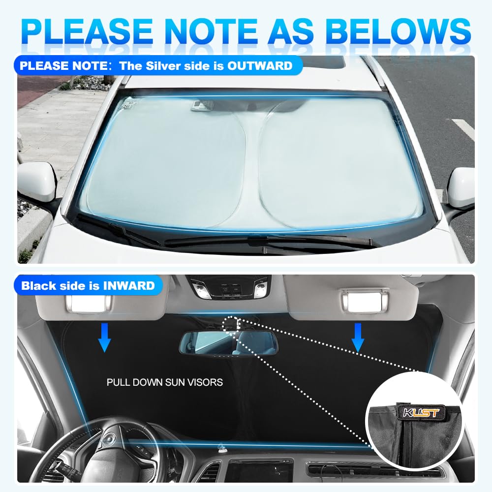 KUST Windshield Shade helps the AC cool faster and saves energy.