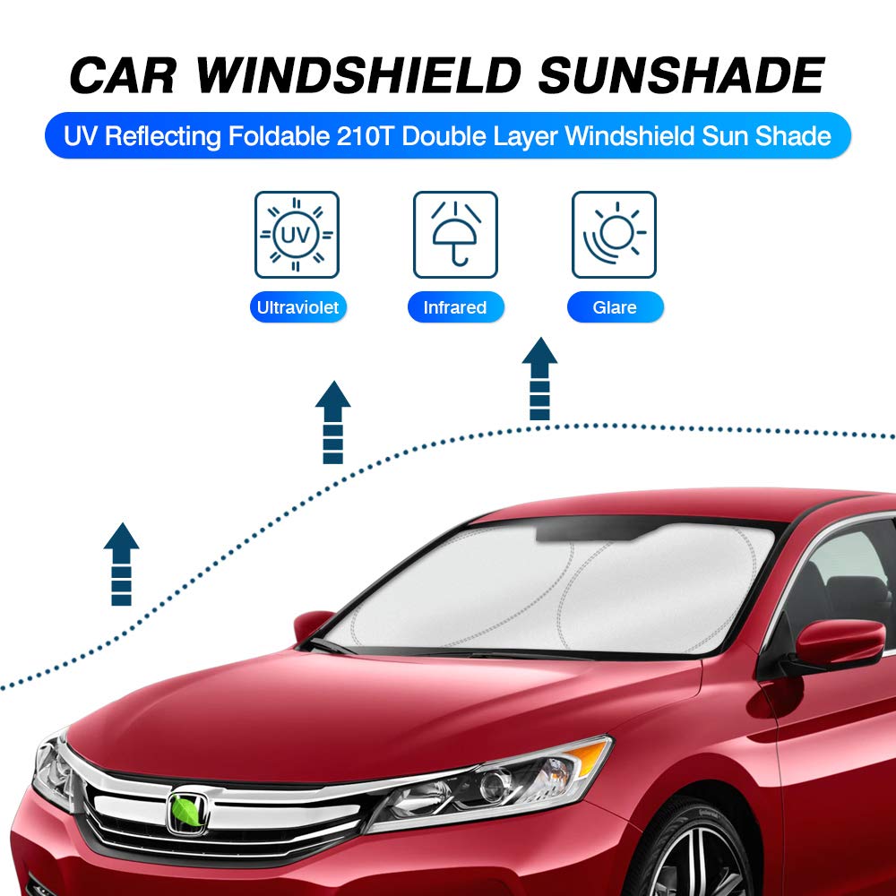 KUST Windshield Shade folded for compact storage after use.