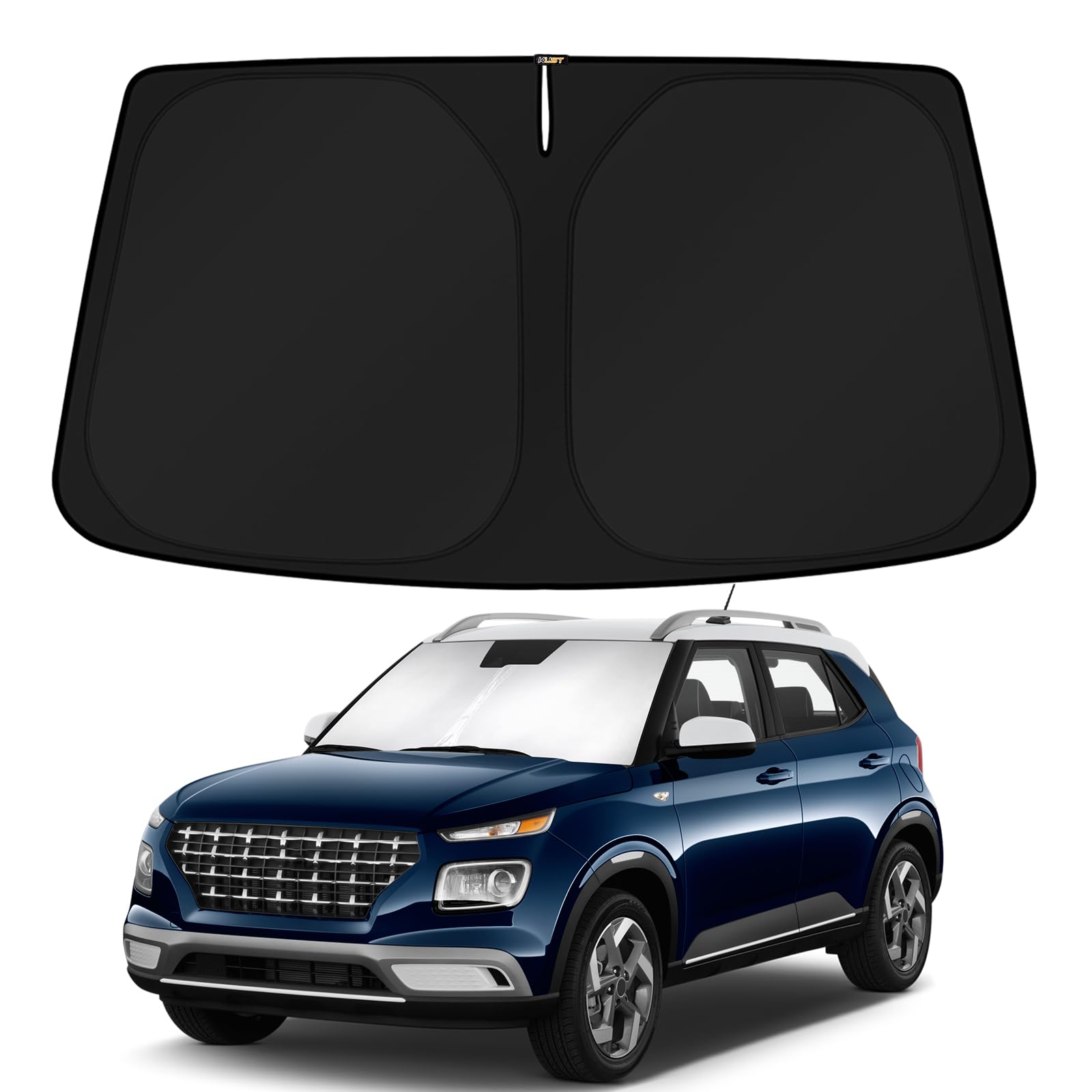 KUST windshield shade for Hyundai Venue front-fit provides full sun protection