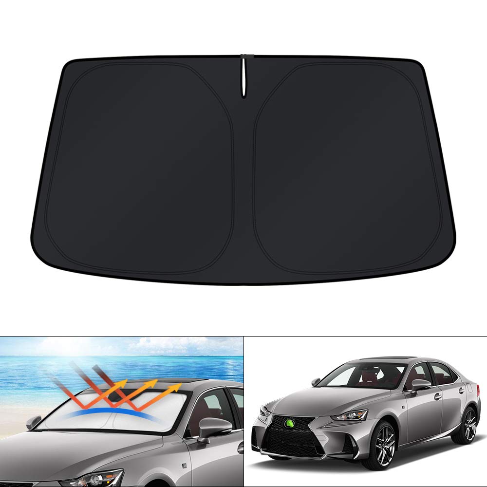 KUST windshield shade on Lexus IS series blocks UV rays and keeps cabin cooler.