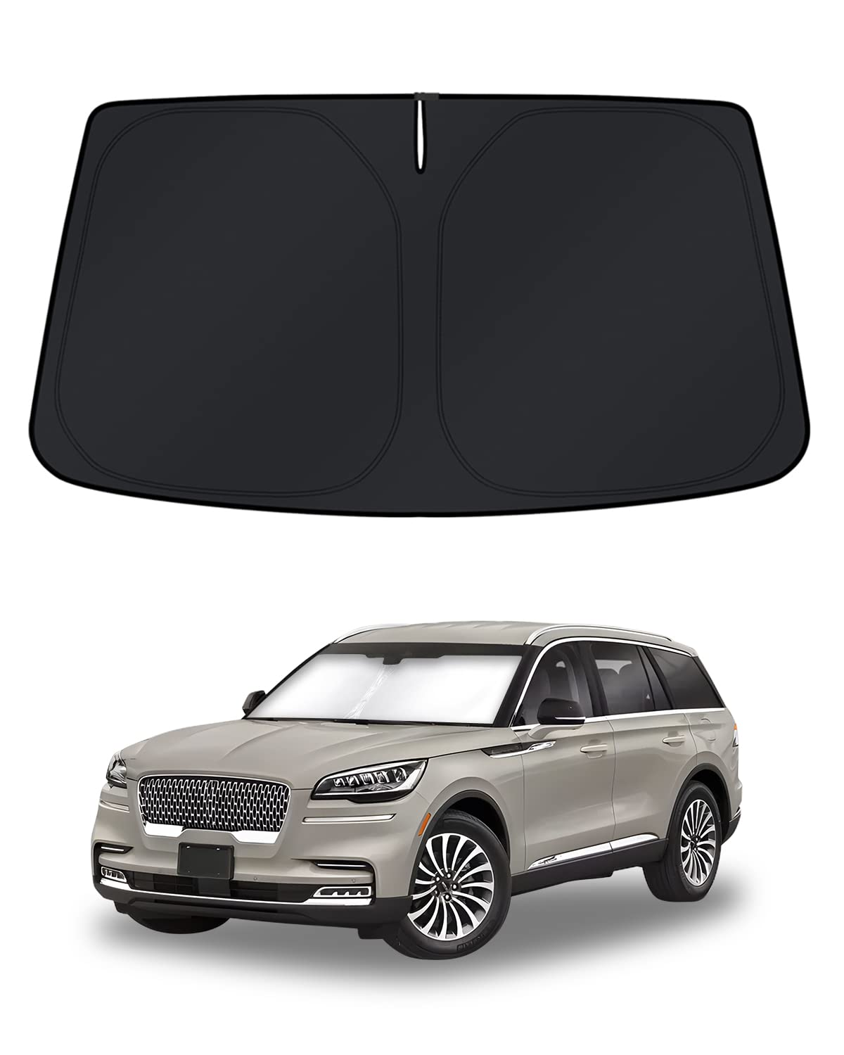 KUST windshield shade for Lincoln Aviator, custom-fit coverage to reduce sun exposure.