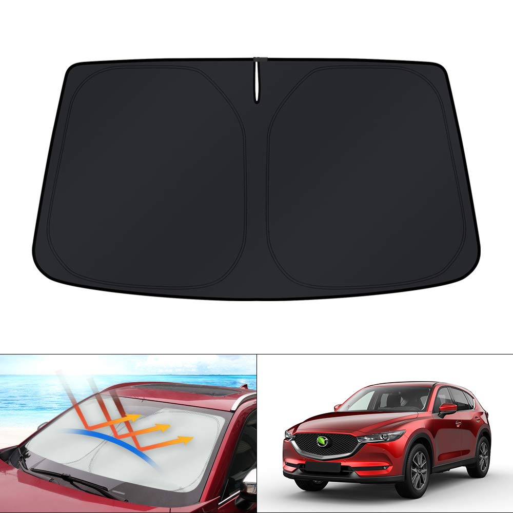 KUST windshield shade for Mazda CX-5 fits snugly to block glare and heat