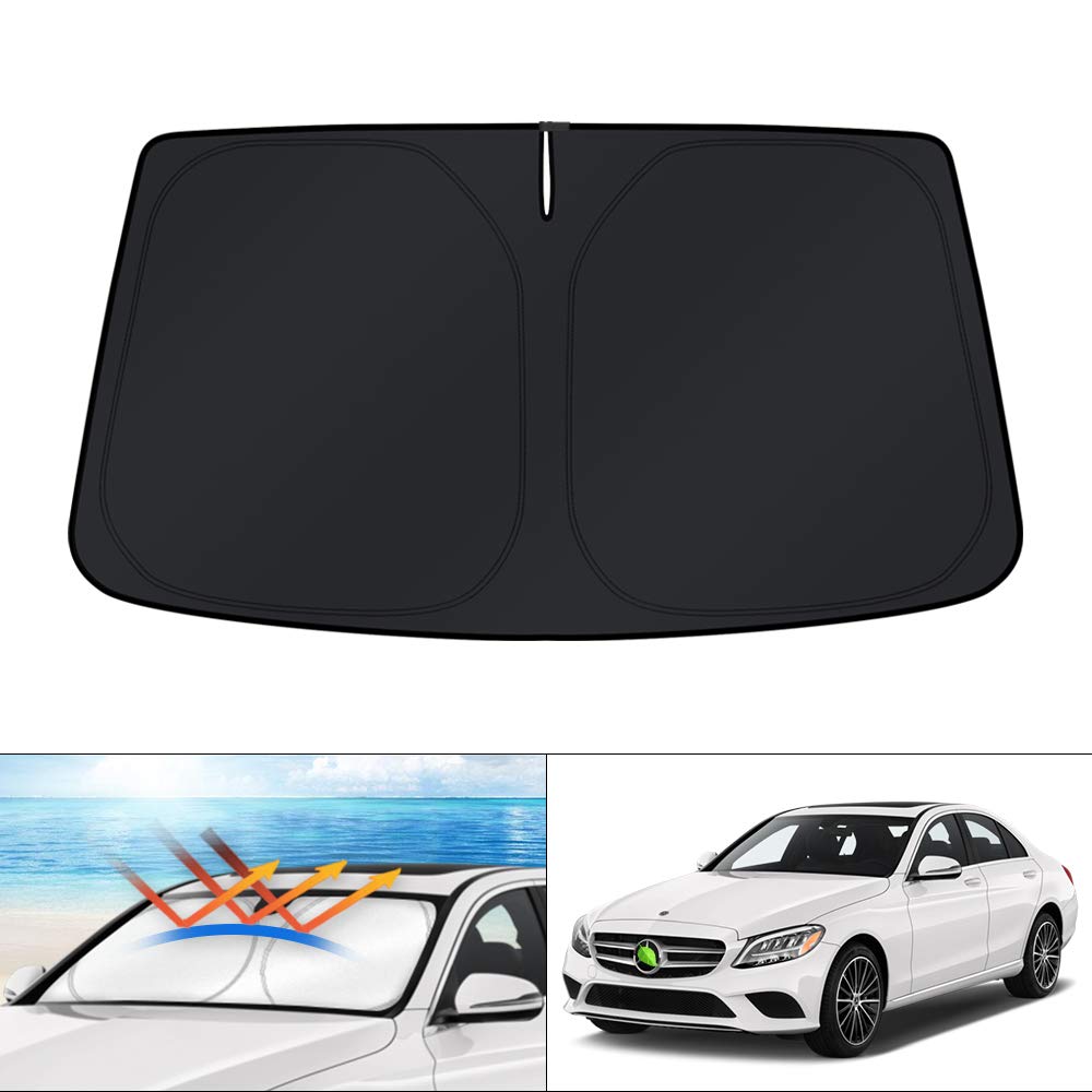 KUST windshield shade for Mercedes W205 with full-coverage fit blocks UV rays.