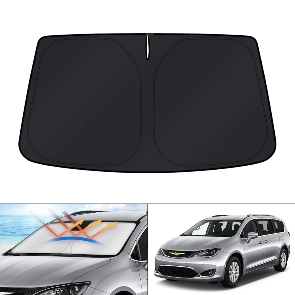 KUST windshield shade for Pacifica with full coverage and glare reduction.