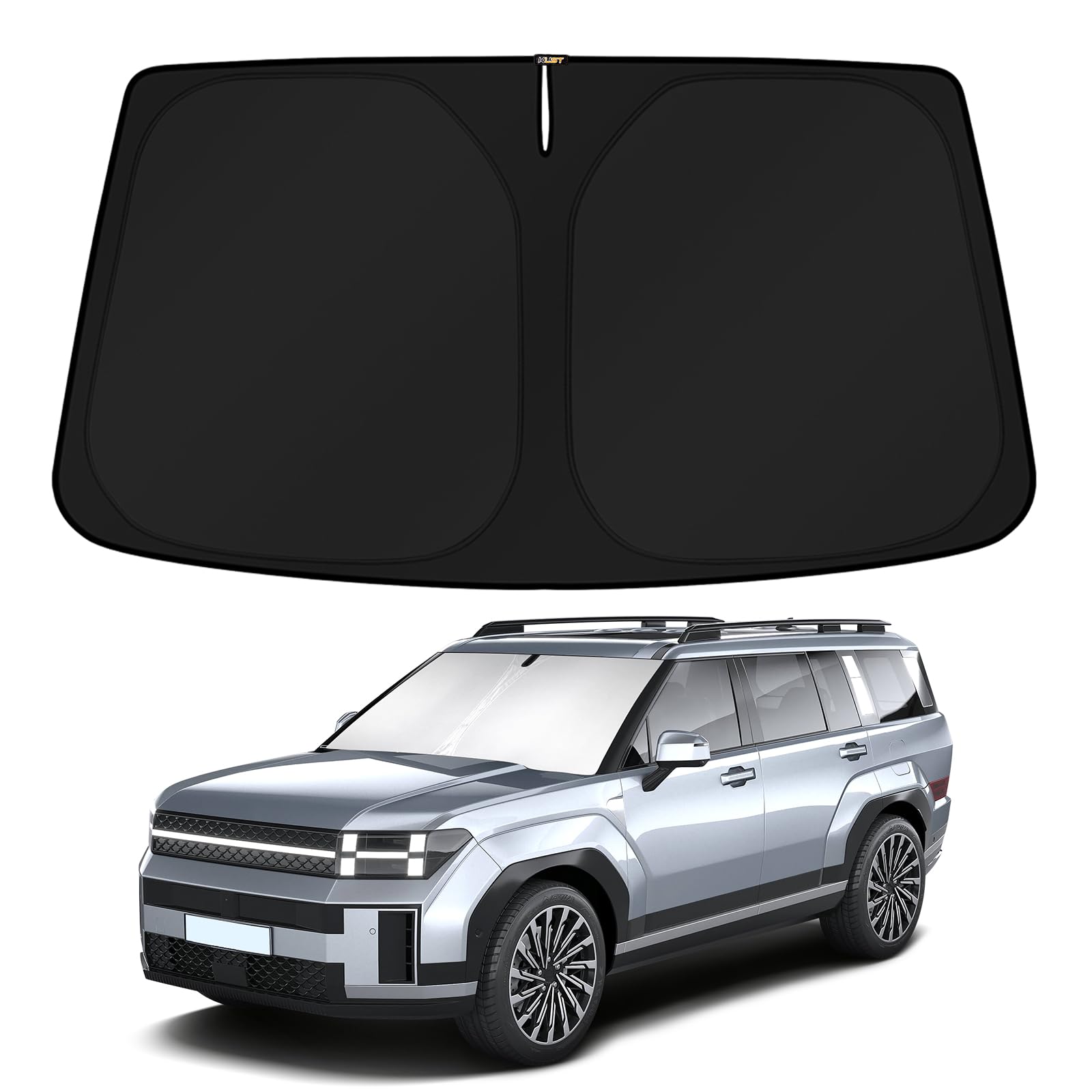 KUST windshield shade for Santa Fe coverage blocks sun for a cooler interior