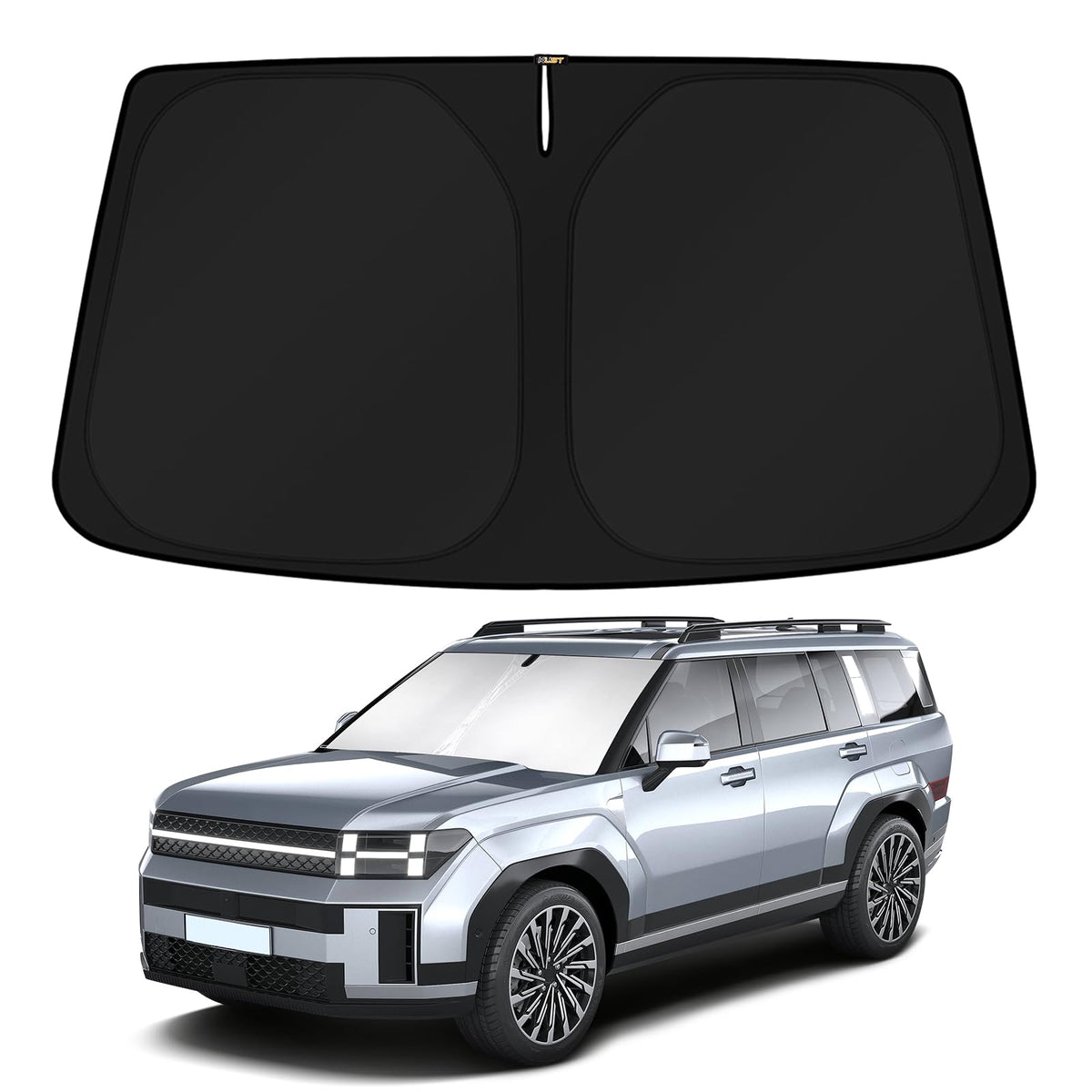 KUST windshield shade for Santa Fe coverage blocks sun for a cooler interior